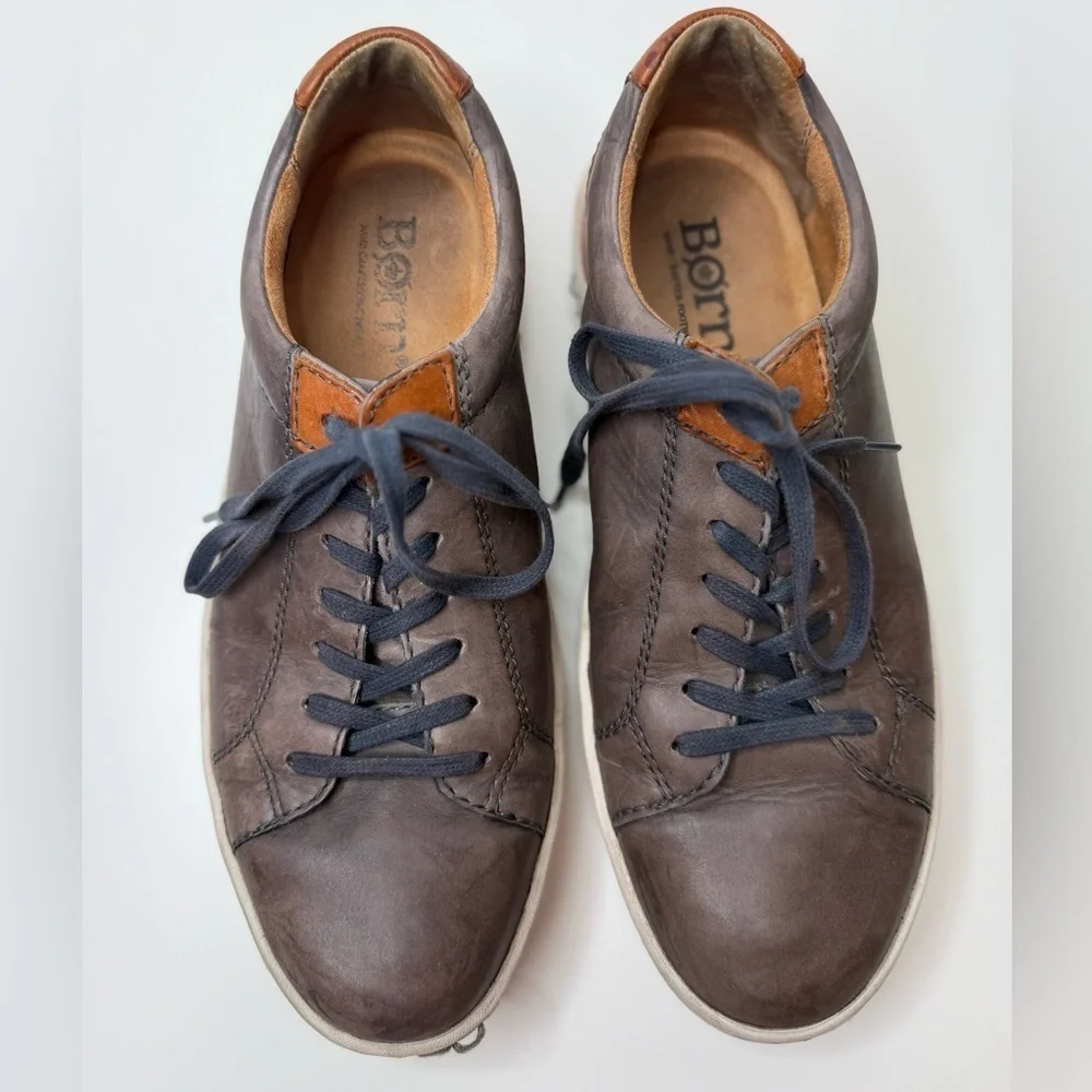 Born Men's Allegheny Gray&Brown Leather Casual Sneakers Size 10M Streetwear